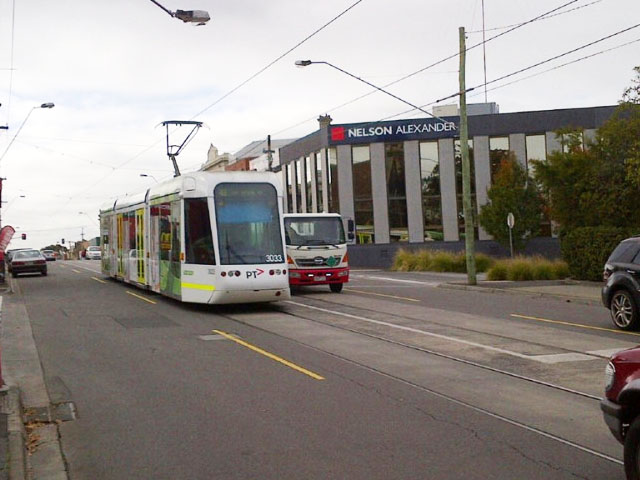 Trams Stop in front of the building